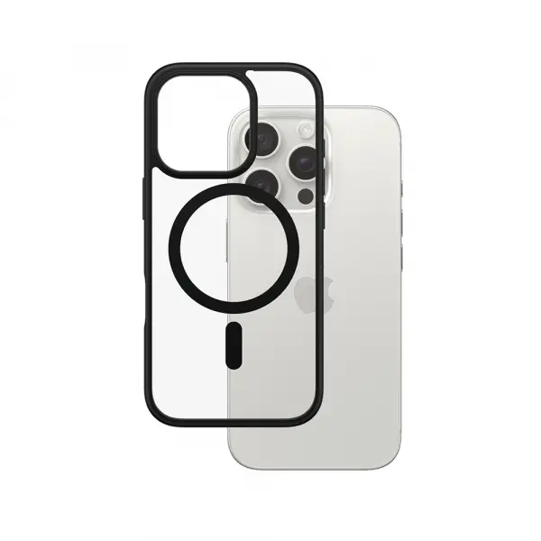 Husa MagSafe pentru Apple iPhone 16 Pro, PanzerGlass, Frame, Transparenta Neagra