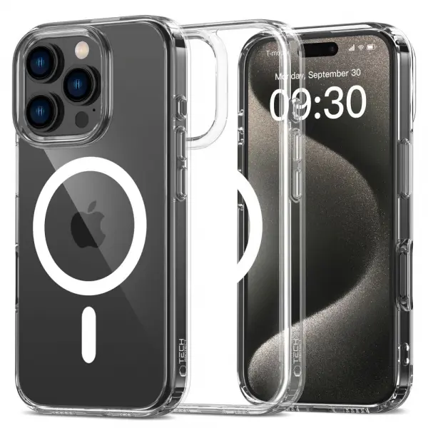 Husa MagSafe pentru Apple iPhone 16 Pro, Tech-Protect, Flexair Hybrid, Transparenta
