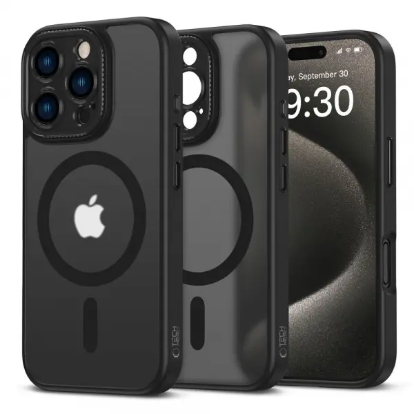 Husa MagSafe pentru Apple iPhone 16 Pro, Tech-Protect, Magcam, Neagra Mata
