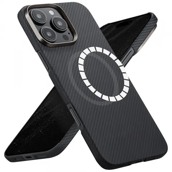Husa MagSafe pentru Apple iPhone 16 Pro, Techsuit, Aramid Fiber, Neagra