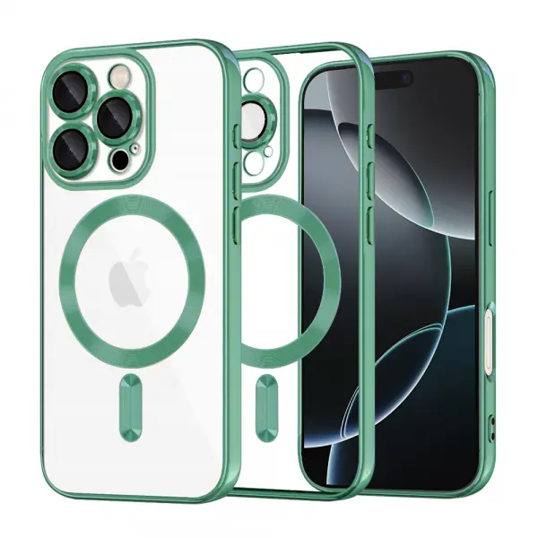 Husa MagSafe pentru Apple iPhone 16 Pro, Techsuit, Luxury Crystal, Verde Deschis