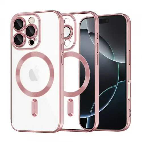 Husa MagSafe pentru Apple iPhone 16 Pro, Techsuit, Luxury Crystal, Roz