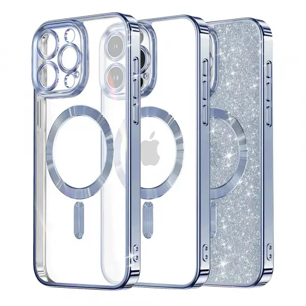 Husa MagSafe pentru Apple iPhone 16 Pro, Techsuit, Luxury Glitter, Bleu