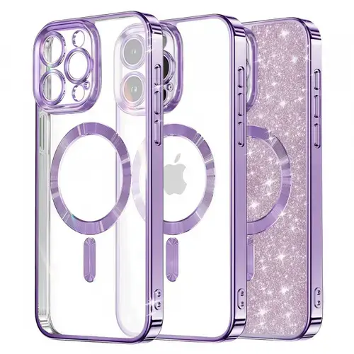 Husa MagSafe pentru Apple iPhone 16 Pro, Techsuit, Luxury Glitter, Mov Deschis