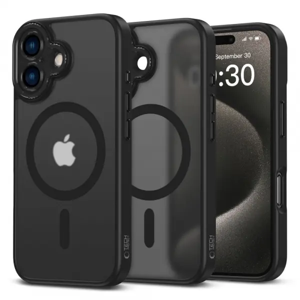 Husa MagSafe pentru Apple iPhone 16, Tech-Protect, Magcam, Neagra