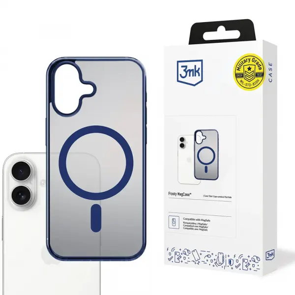 Husa MagSafe pentru Apple iPhone 17, 3MK, Frosty MagCase, Bleu