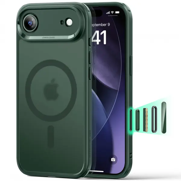 Husa MagSafe pentru Apple iPhone 17 Air, ESR, Classic Hybrid, Verde Satinata