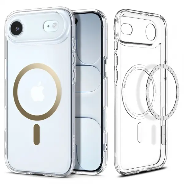 Husa MagSafe pentru Apple iPhone 17 Air, Spigen, Ultra Hybrid, Aurie Transparenta ACS10315