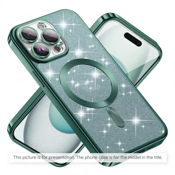 Husa MagSafe pentru Apple iPhone 17 Air, Techsuit, Luxury Glitter, Verde Deschis