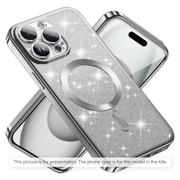 Husa MagSafe pentru Apple iPhone 17 Air, Techsuit, Luxury Glitter, Argintie