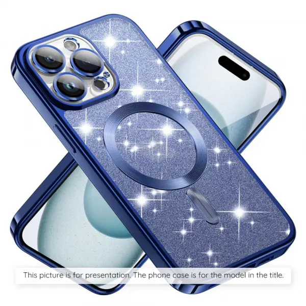 Husa MagSafe pentru Apple iPhone 17 Air, Techsuit, Luxury Glitter, Albastra Inchis