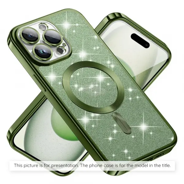 Husa MagSafe pentru Apple iPhone 17 Air, Techsuit, Luxury Glitter, Verde Inchis