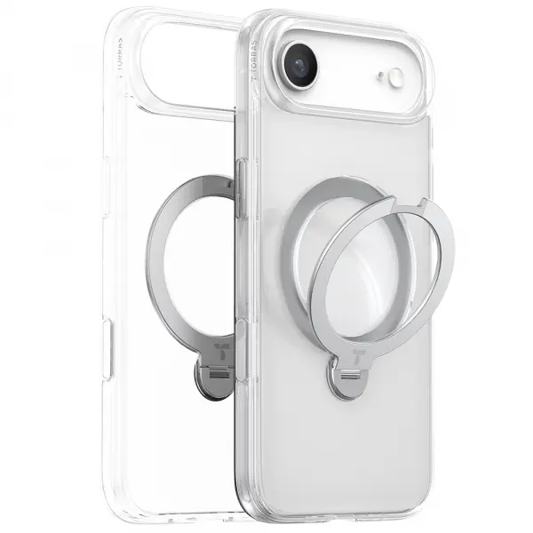 Husa MagSafe pentru Apple iPhone 17 Air, Torras, Ostand Spin, Transparenta