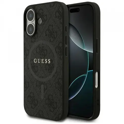 Husa MagSafe pentru Apple iPhone 17, Guess, 4G Ring Classic Logo, Neagra