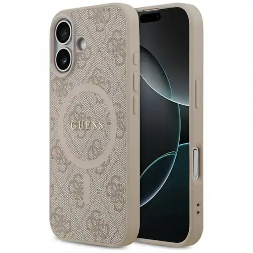 Husa MagSafe pentru Apple iPhone 17, Guess, 4G Ring Classic Logo, Roz