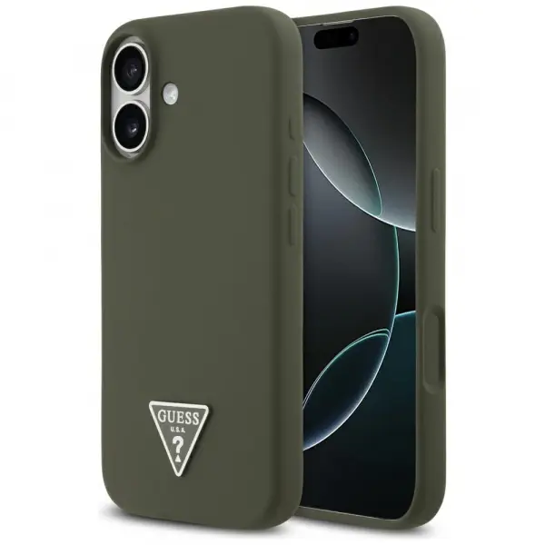 Husa MagSafe pentru Apple iPhone 17, Guess, Triangle Logo, Kaki