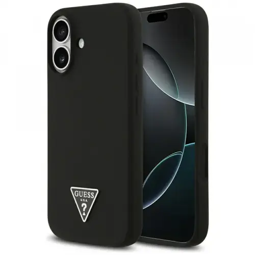 Husa MagSafe pentru Apple iPhone 17, Guess, Triangle Logo, Neagra