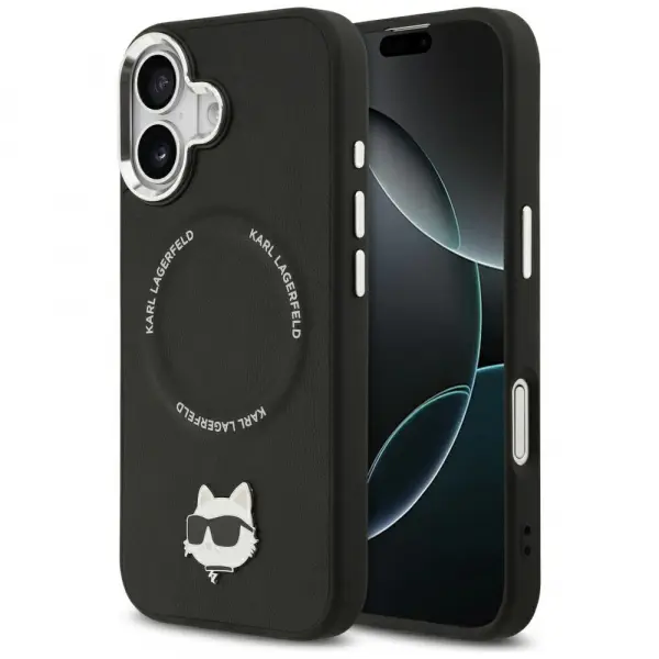 Husa MagSafe pentru Apple iPhone 17, Karl Lagerfeld, Choupette Pin, Neagra