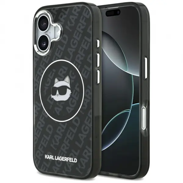 Husa MagSafe pentru Apple iPhone 17, Karl Lagerfeld, IML Choupette`s Head, Neagra