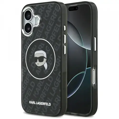 Husa MagSafe pentru Apple iPhone 17, Karl Lagerfeld, IML Karl`s Head, Neagra