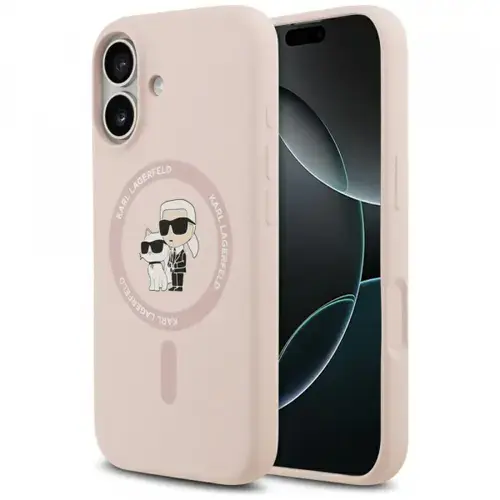 Husa MagSafe pentru Apple iPhone 17, Karl Lagerfeld, Ring Karl&Choupette, Roz