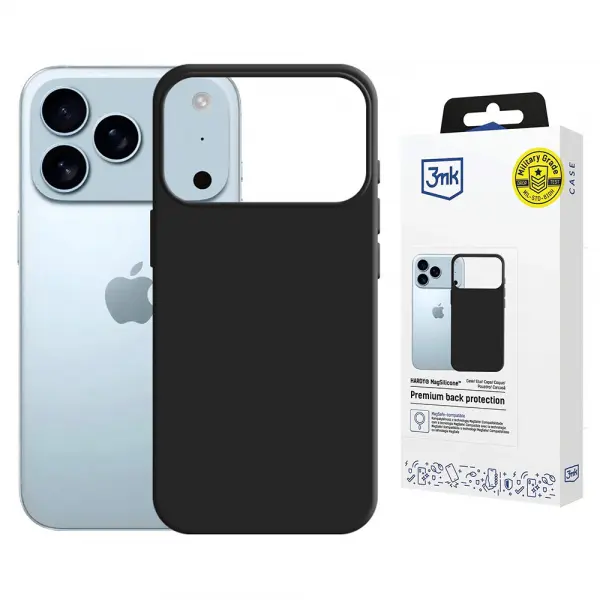 Husa MagSafe pentru Apple iPhone 17 Pro, 3MK, Hardy, Neagra