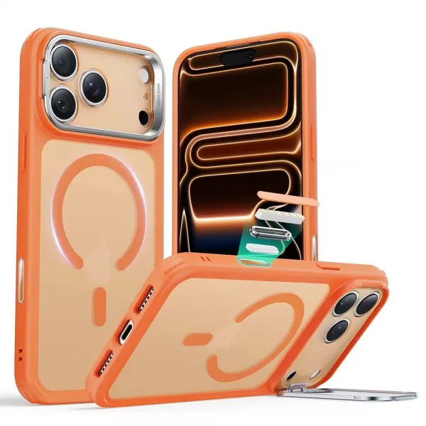 Husa MagSafe pentru Apple iPhone 17 Pro, ESR, Classic Hybrid Kickstand Slide, Portocalie Satinata