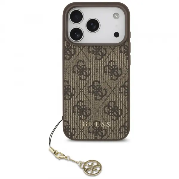 Husa MagSafe pentru Apple iPhone 17 Pro, Guess, 4G Charm Cradle, Maro