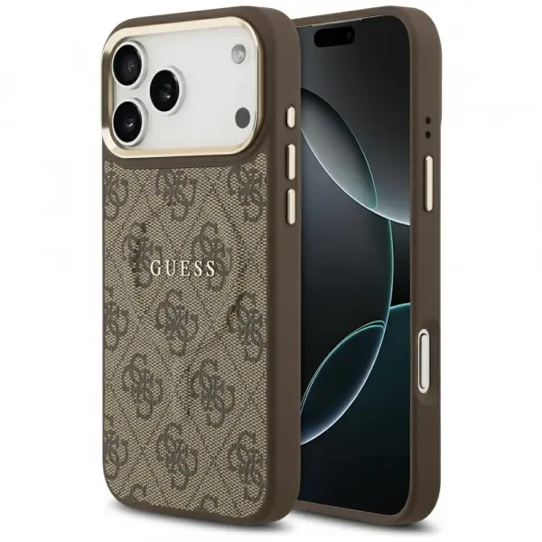 Husa MagSafe pentru Apple iPhone 17 Pro, Guess, 4G Classic, Maro