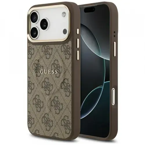 Husa MagSafe pentru Apple iPhone 17 Pro, Guess, 4G Classic, Maro