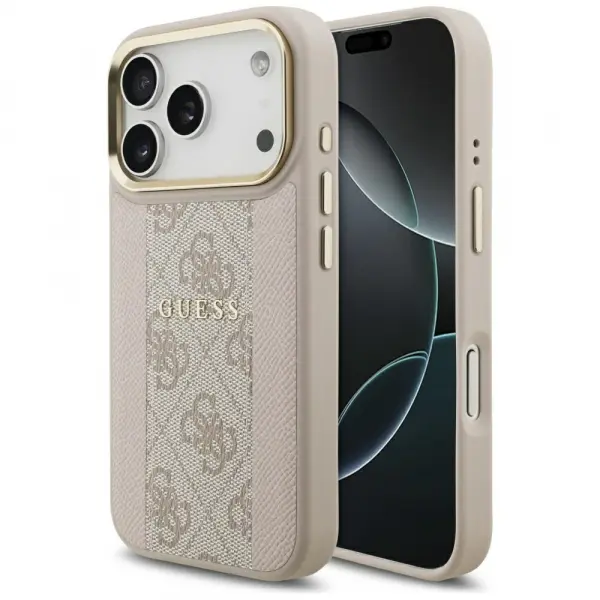 Husa MagSafe pentru Apple iPhone 17 Pro, Guess, 4G Stripe, Roz