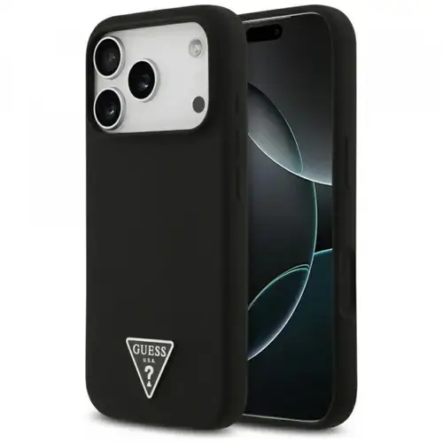 Husa MagSafe pentru Apple iPhone 17 Pro, Guess, Triangle Logo, Neagra
