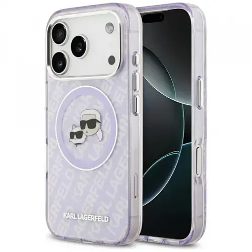 Husa MagSafe pentru Apple iPhone 17 Pro, Karl Lagerfeld, IML Glitter Karl & Choupette`s Heads, Mov
