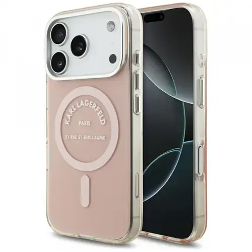 Husa MagSafe pentru Apple iPhone 17 Pro, Karl Lagerfeld, IML Logo RSG, Roz