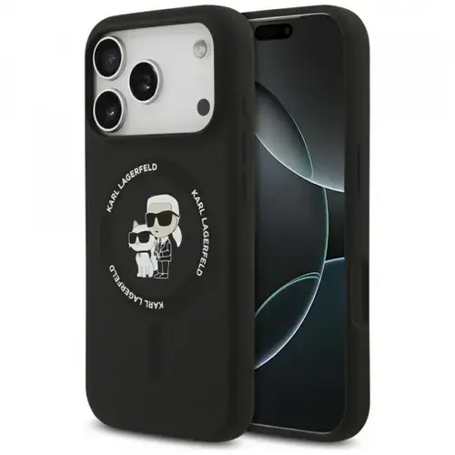 Husa MagSafe pentru Apple iPhone 17 Pro, Karl Lagerfeld, Ring Karl&Choupette, Neagra