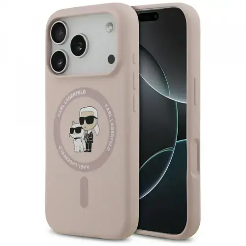 Husa MagSafe pentru Apple iPhone 17 Pro, Karl Lagerfeld, Ring Karl&Choupette, Roz