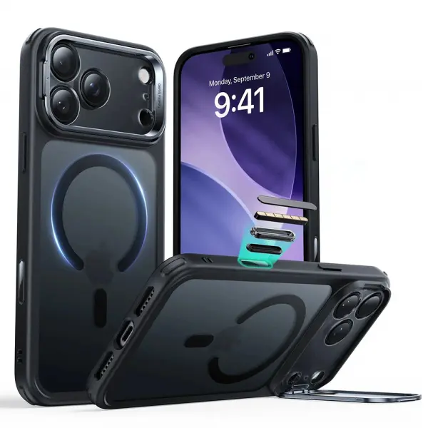 Husa MagSafe pentru Apple iPhone 17 Pro Max, ESR, Classic Hybrid Kickstand, Neagra Satinata