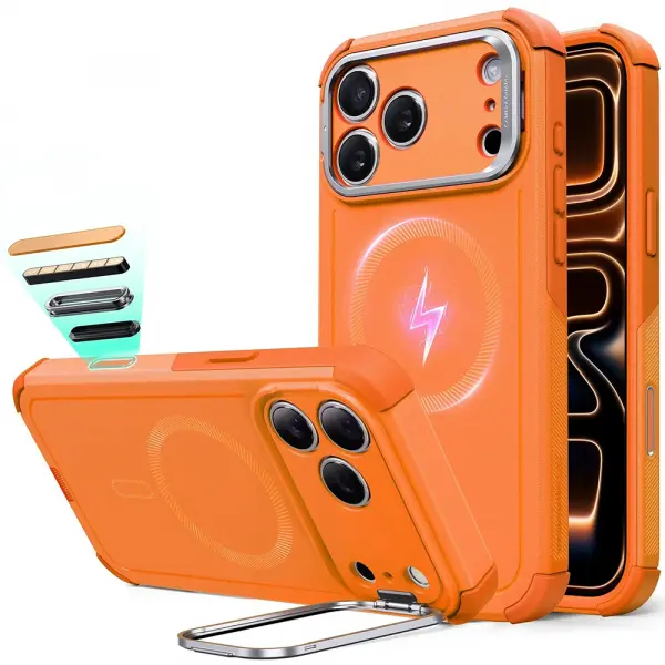 Husa MagSafe pentru Apple iPhone 17 Pro Max, ESR, Cyber Armor Kickstand, Portocalie
