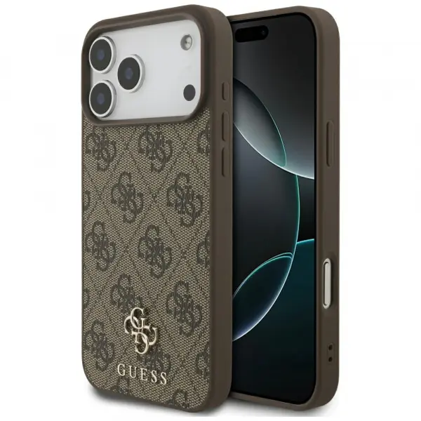 Husa MagSafe pentru Apple iPhone 17 Pro Max, Guess, 4G Small and Classic Logo, Maro