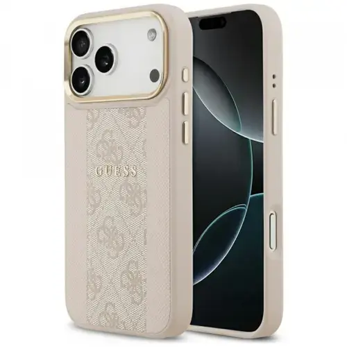Husa MagSafe pentru Apple iPhone 17 Pro Max, Guess, 4G Stripe, Roz