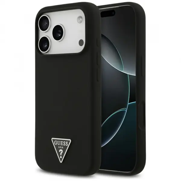 Husa MagSafe pentru Apple iPhone 17 Pro Max, Guess, Triangle Logo, Neagra