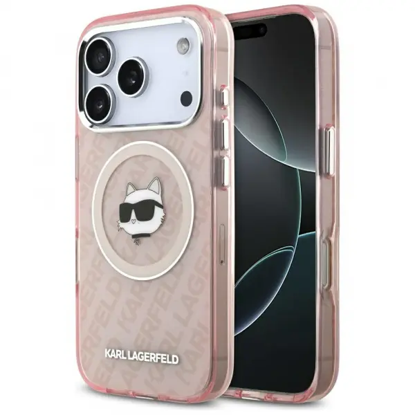 Husa MagSafe pentru Apple iPhone 17 Pro Max, Karl Lagerfeld, IML Choupette`s Head, Roz
