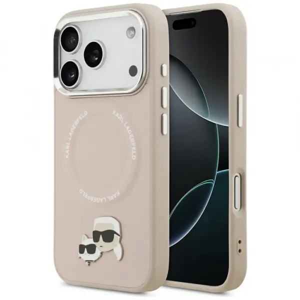 Husa MagSafe pentru Apple iPhone 17 Pro Max, Karl Lagerfeld, Karl & Choupette Pins, Roz