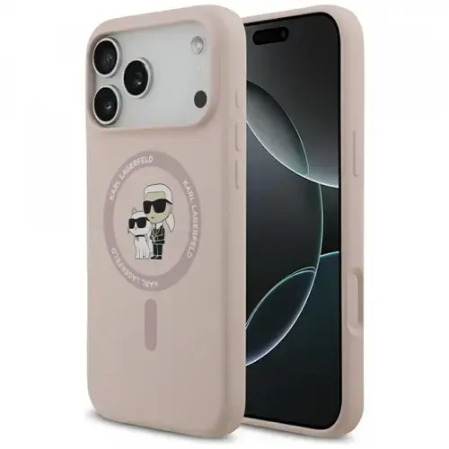 Husa MagSafe pentru Apple iPhone 17 Pro Max, Karl Lagerfeld, Ring Karl&Choupette (Roz)