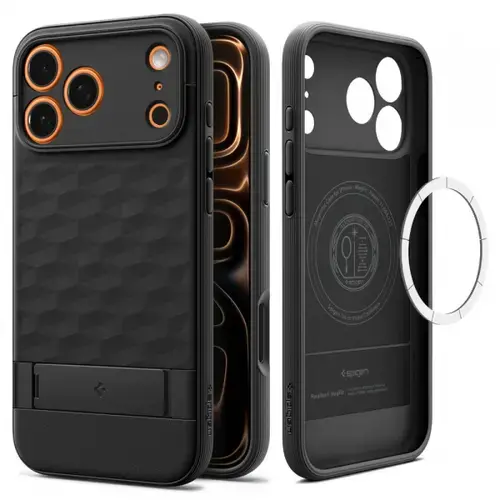 Husa MagSafe pentru Apple iPhone 17 Pro Max, Spigen, Caseology Parallax S, Neagra Mata