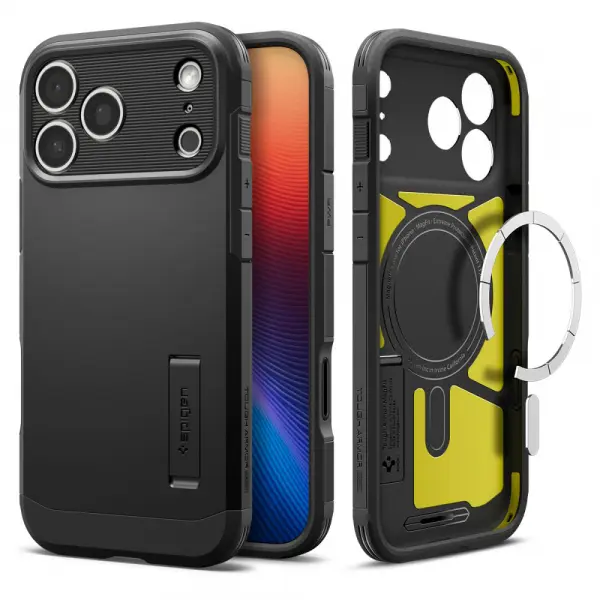 Husa MagSafe pentru Apple iPhone 17 Pro Max, Spigen, Tough Armor T, Neagra ACS10297