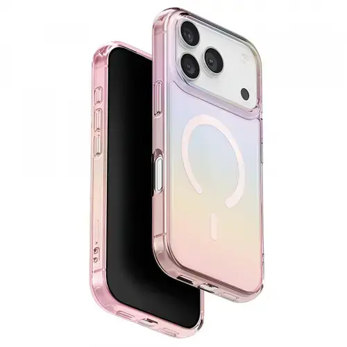 Husa MagSafe pentru Apple iPhone 17 Pro Max, UNIQ, Iridescia MagClick, Bleu Pastel