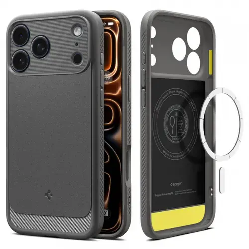 Husa MagSafe pentru Apple iPhone 17 Pro, Spigen, Rugged Armor, Gri