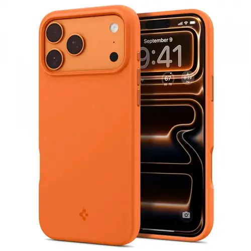 Husa MagSafe pentru Apple iPhone 17 Pro, Spigen, Silicone Fit, Portocalie