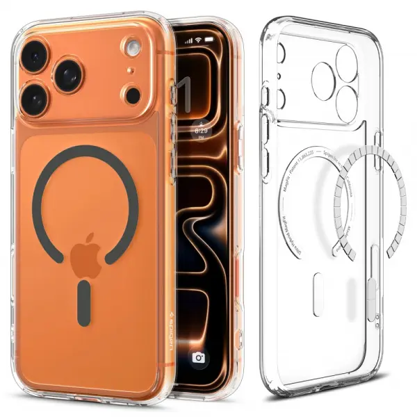 Husa MagSafe pentru Apple iPhone 17 Pro, Spigen, Ultra Hybrid, Gri ACS10347